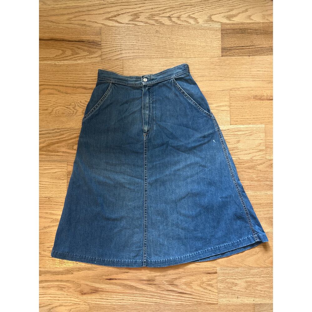 Vintage Blue Denim Midi Skirt